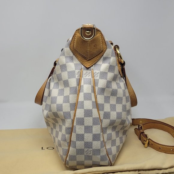 LOUIS VUITTON Damier Azur Canvas Evora MM Tote Bag - Picture 4 of 14